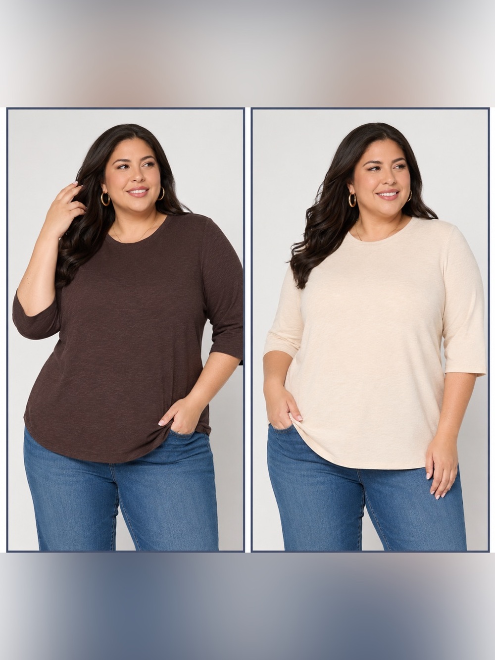 Denim & Co. Essentials Linen Blend 2-Pack Ballet Sleeve Tops NWT A718483- XL